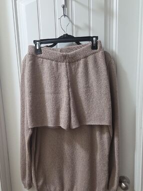 Knit Lounge Sweater And Short Set Taupe